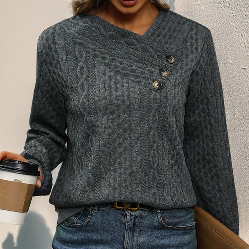 Damen Strickpullover mit dekorativen Knöpfen EB
