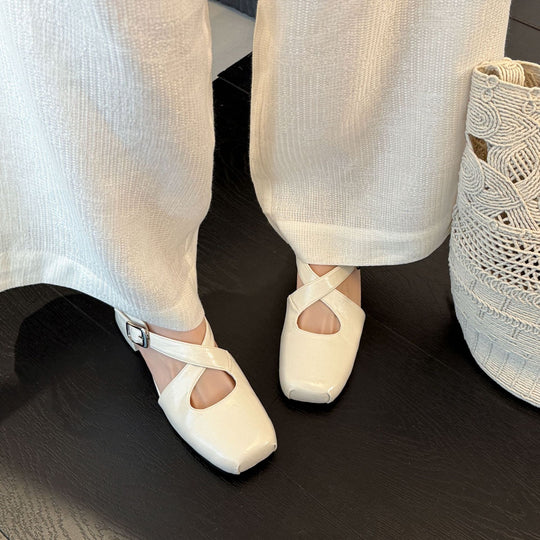 Damen Elegante Slingback-Ballerinas mit modischem Kreuzband EB