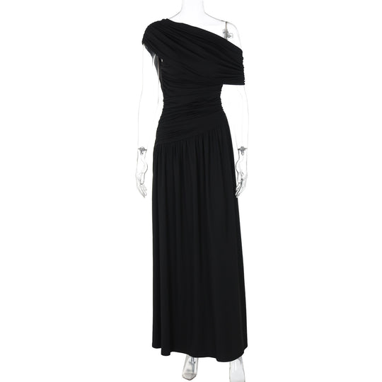 Damen Elegantes asymmetrisches Maxikleid mit Raffungen EB