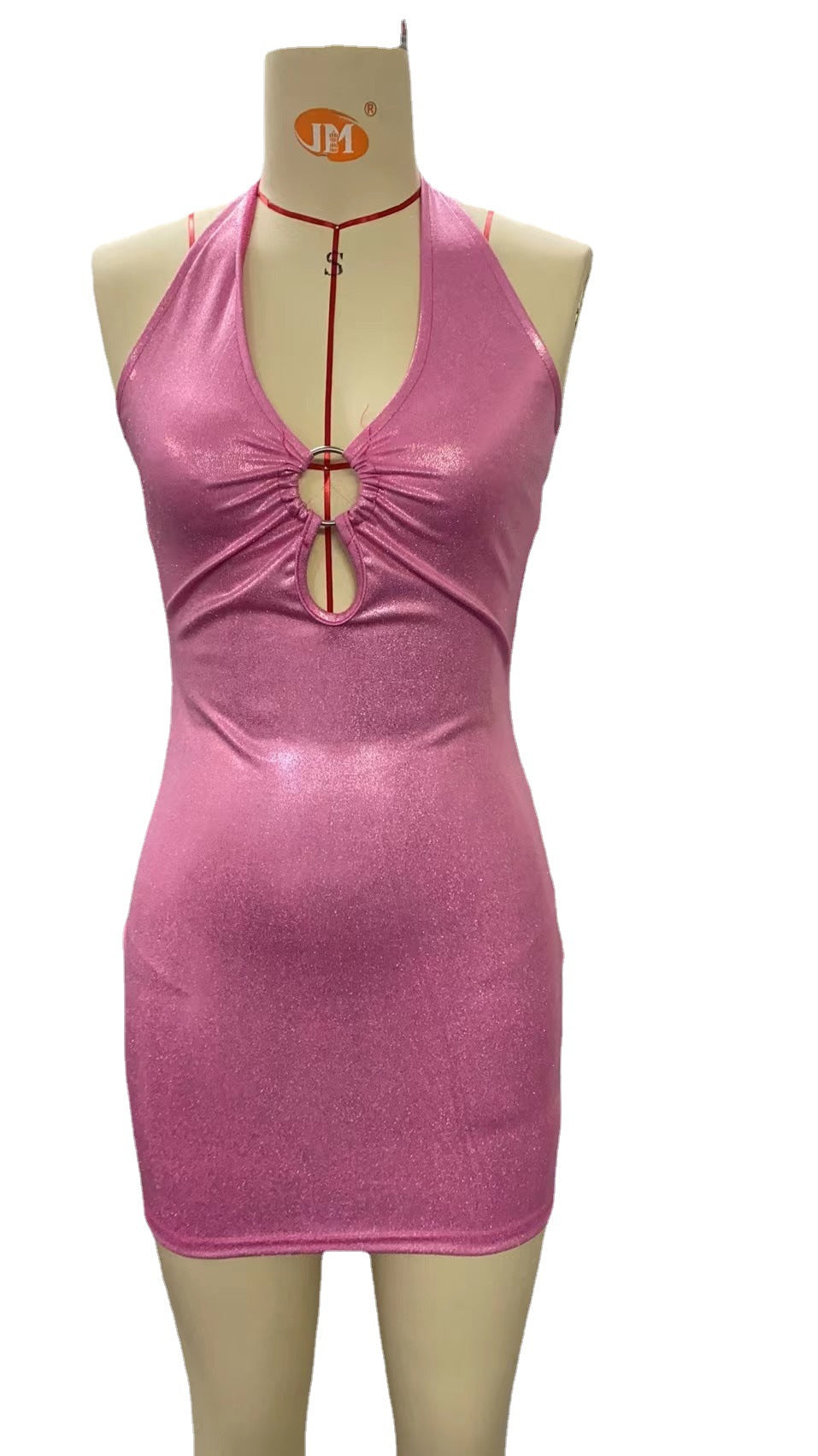 Damen figurbetontes Mini Kleid mit dehnbarem Glitzerstoff EB