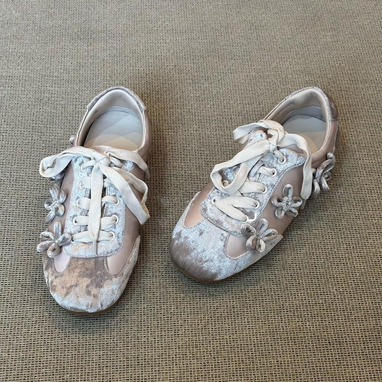 Damen trendige Sneaker mit floralem Dekor und komfortabler Sohlenstruktur EB