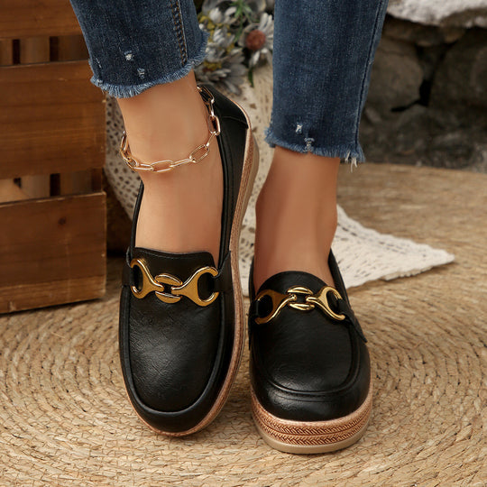 Damen Schicke Loafers mit modischem Kork-Detail und rutschfester Sohle EB