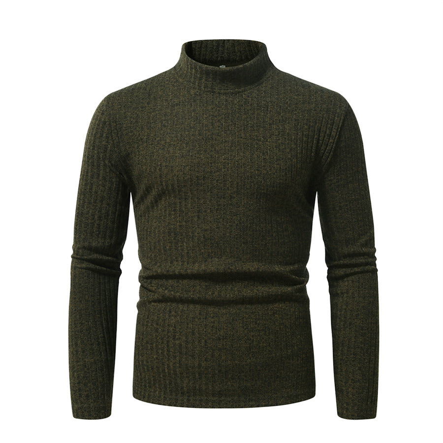 Herren eleganter Rollkragenpullover mit vertikalem Rippstrickdesign EB