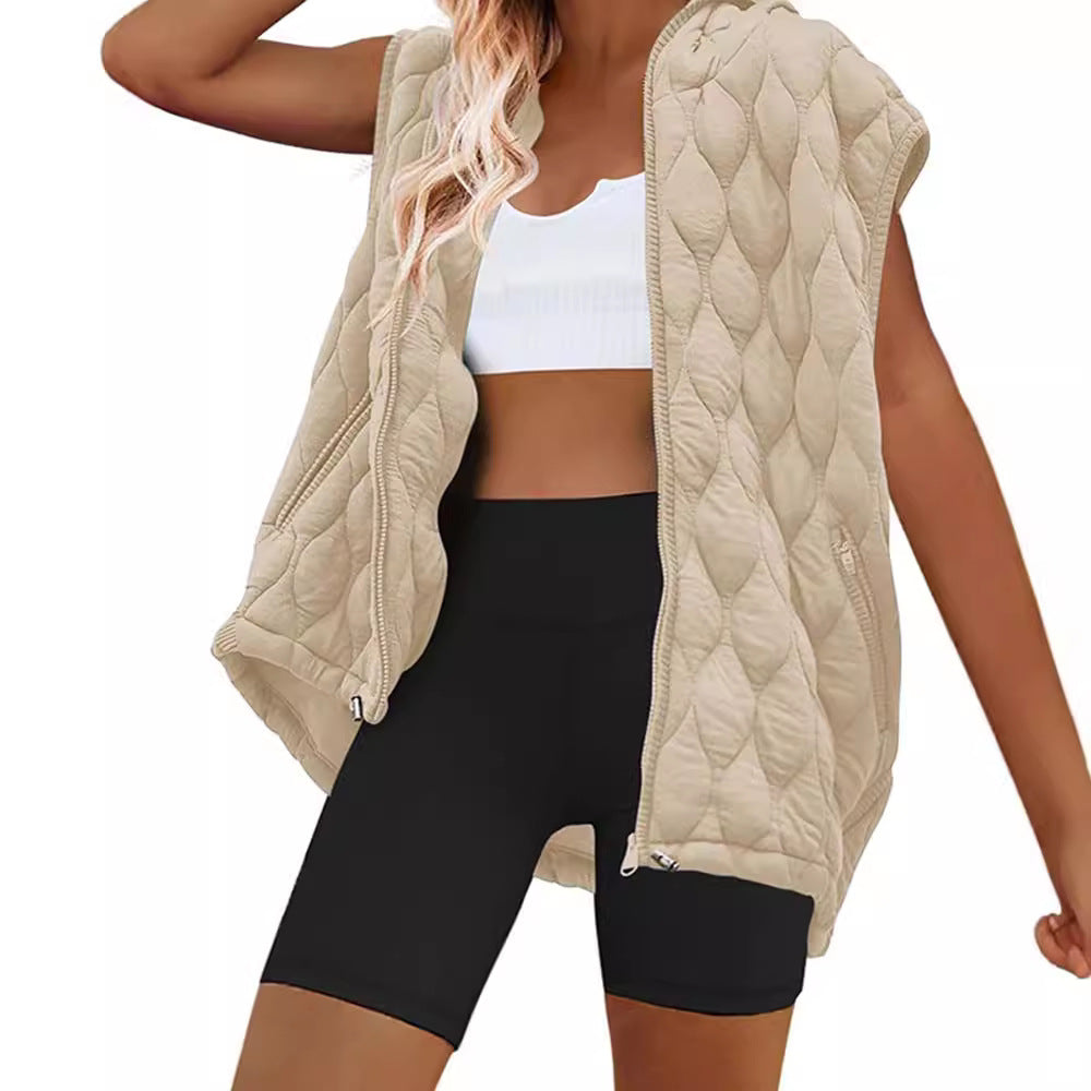 Damen Weste mit Kapuze und gestepptem Design EB