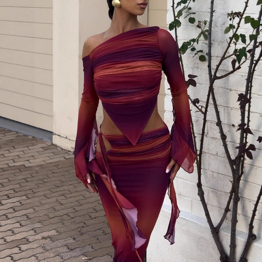 Damen Asymmetrisches Maxikleid mit raffinierten Cut-Outs und innovativem Design EB
