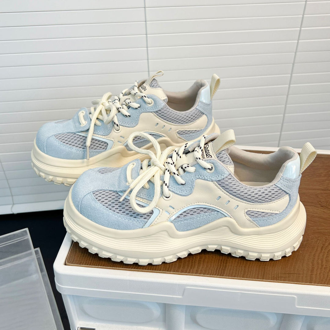 Damen Sportliche Chunky Sneakers mit atmungsaktivem Mesh und verstärktem Fersenbereich EB