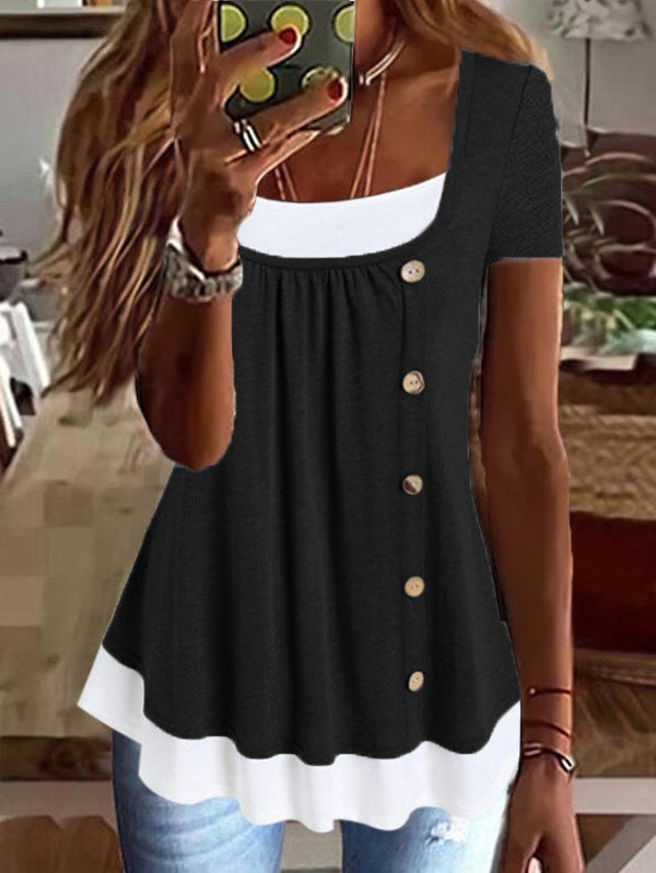 Damen Modisches Oberteil mit Knopfdetails EB