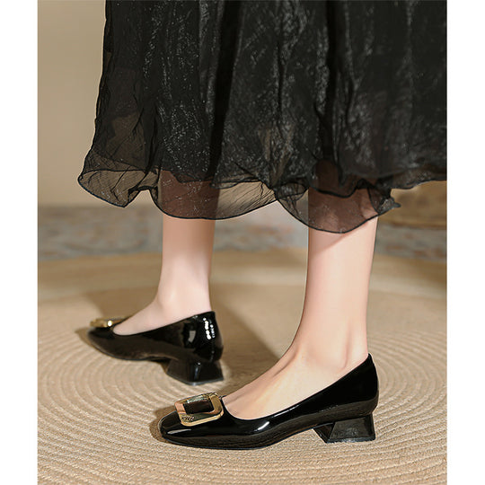 Damen elegante Ballerinas mit glänzender Schnallenapplikation EB
