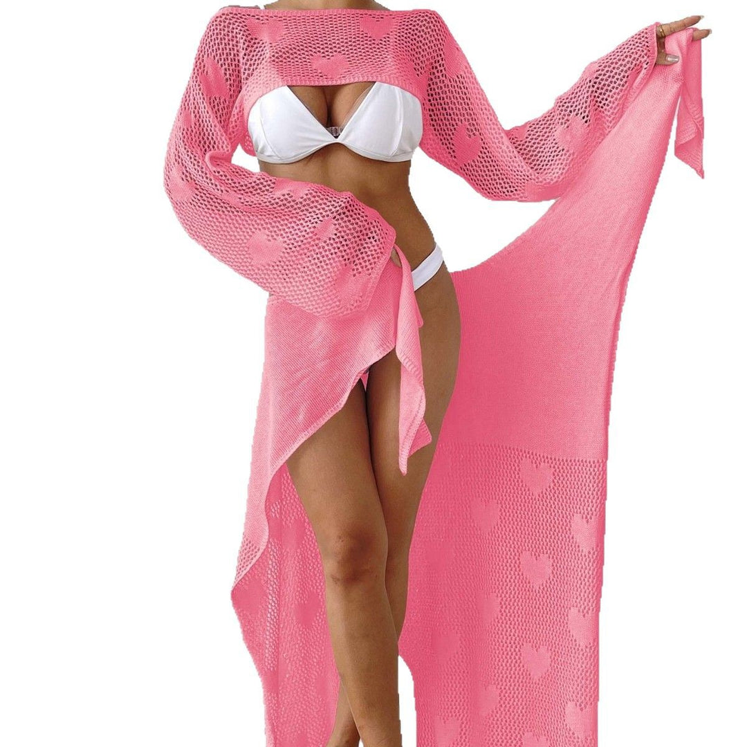 Damen Transparenter Strandsarong mit Herzen EB