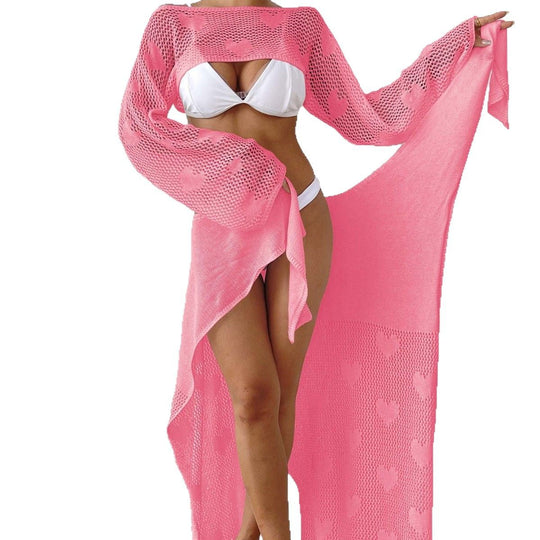 Damen Transparenter Strandsarong mit Herzen EB