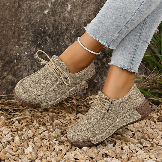Damen bequeme Halbschuhe mit elastischen Schnürsenkeln und rutschfester Sohle EB