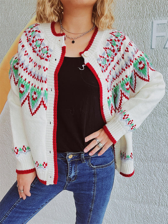 Damen Strickjacke mit festlichem Muster und hochwertiger Verarbeitung EB