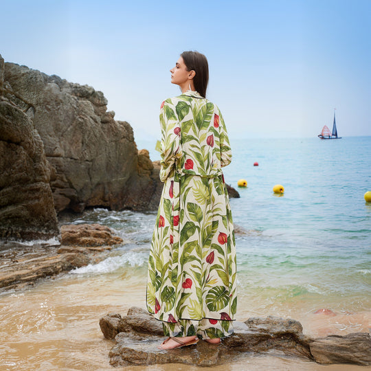 Damen luftiger Kimono mit floralen Mustern EB