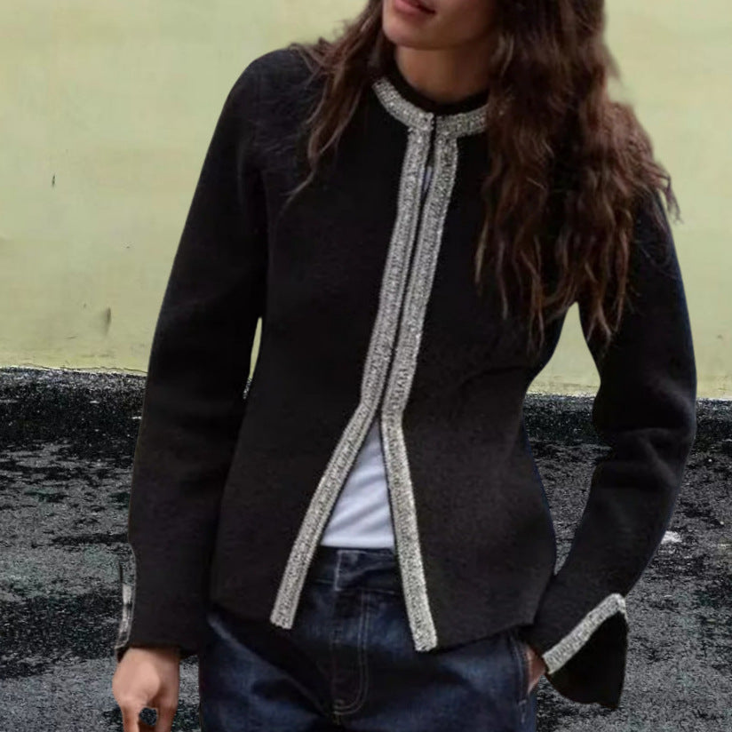 Damen Elegante Blazerjacke mit feinen Borte-Details EB
