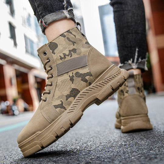 Damen modische camouflierte Ankle Boots mit rutschfester Sohle und elastischem Einsatz EB