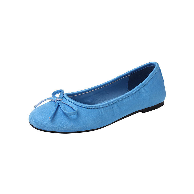 Damen Ballerinas mit zartem Schleifendetail und weichem Veloursleder EB