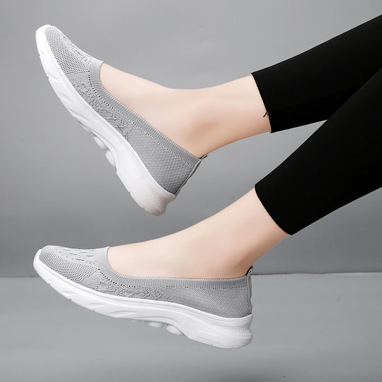 Damen nan Hybrid-Ballerina-Sneaker mit nahtlosem Strickobermaterial, ergonomischem Komfortfußbett und griffiger Laufsohle EB