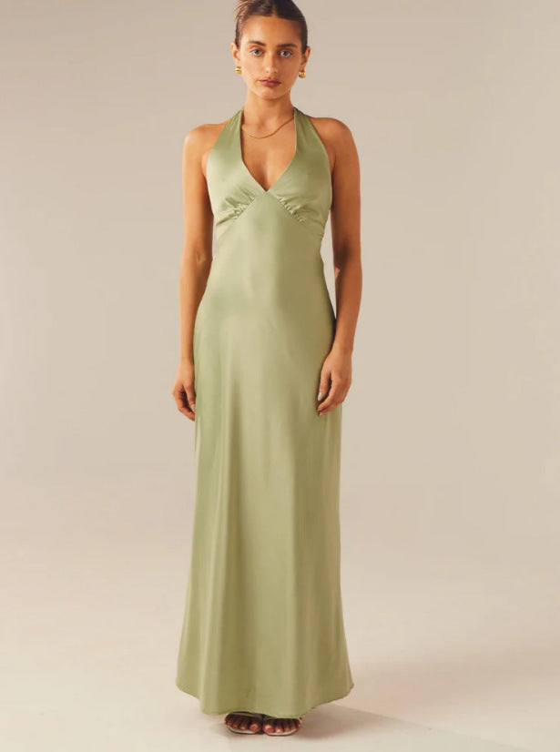 Damen Elegantes Wickelkleid mit V-Ausschnitt und schmalem, fließendem Schnitt EB