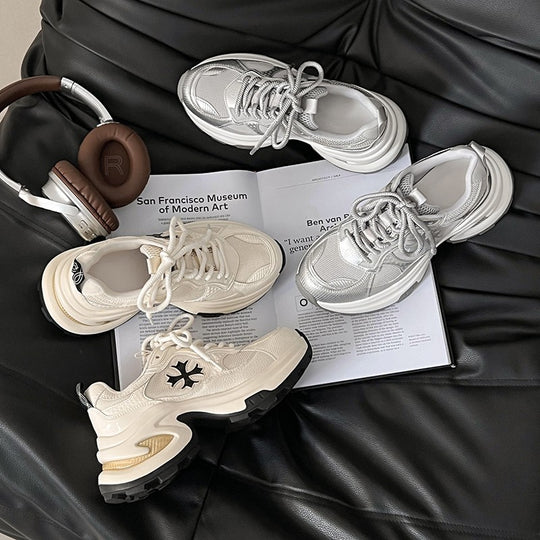 Damen Sportliche Chunky Sneakers mit atmungsaktiver Mesh-Oberfläche EB