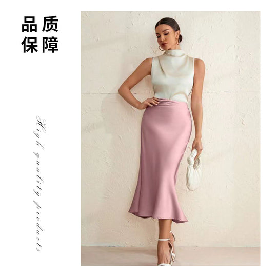 Damen eleganter Midirock mit sanftem Schnitt und hohem Bund EB
