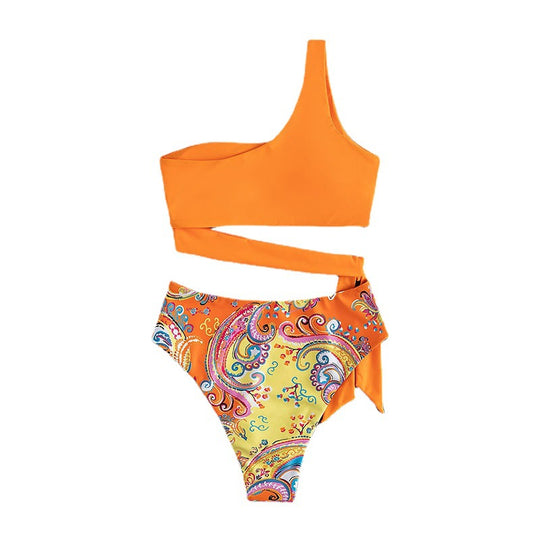 Damen Triangel-Bikini mit asymmetrischem Oberteil und elegantem Wickelband EB