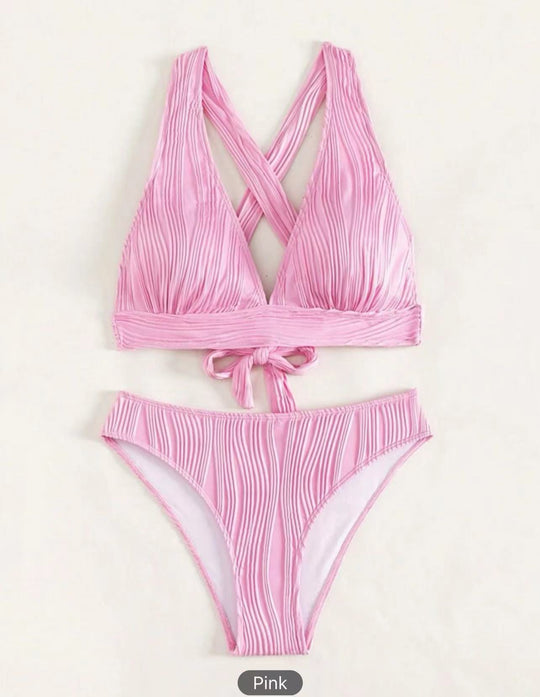 Damen Bikini-Set mit modernem Wickeldesign und geschmackvollen Rippendetails EB