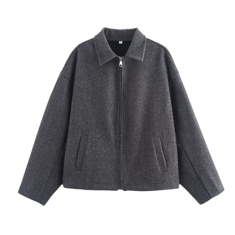 Damen Oversized Fleecejacke mit Reißverschluss und Hemdkragen EB