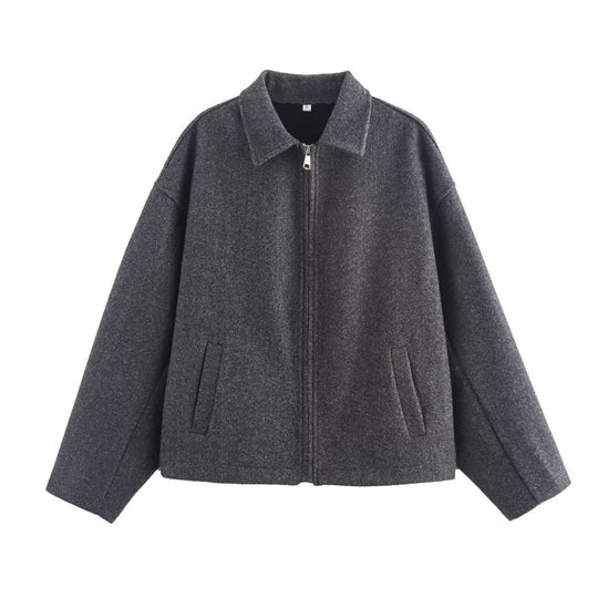 Damen Oversized Fleecejacke mit Reißverschluss und Hemdkragen EB