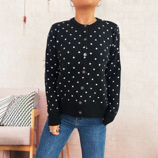 Damen Strickjacke mit modischem Punktemuster und komfortablem Schnitt EB