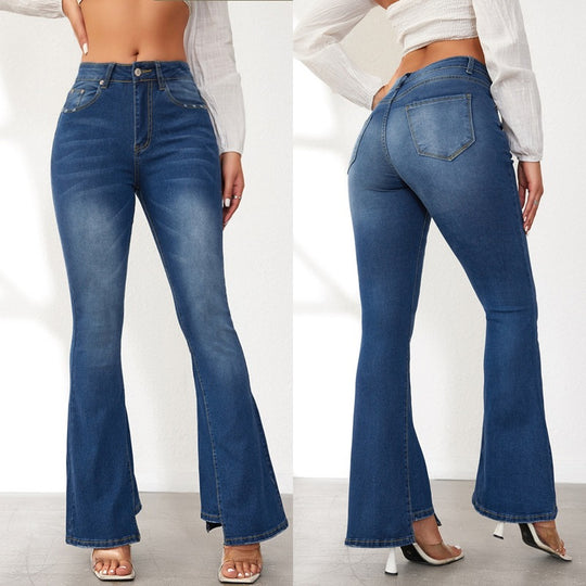 Damen Flared Jeans mit hohem Bund und eleganter Schnittführung EB