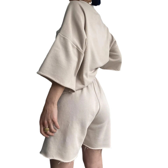 Damen Bequemes Loungewear-Set aus hochwertigem Sweatstoff mit lockerem Schnitt EB