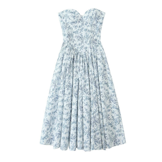 Damen Ballkleid mit herzförmigem Ausschnitt und floralem Print EB