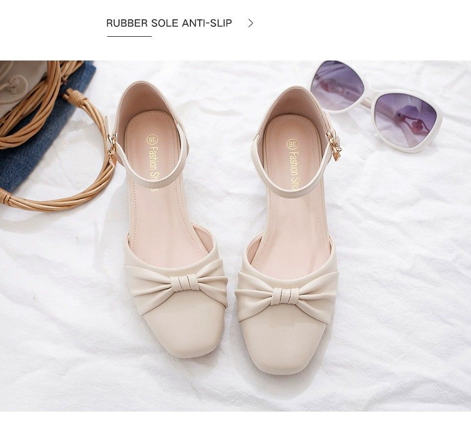 Damen Elegante Ballerinas mit praktischem Riemchen und dekorativem Knoten EB