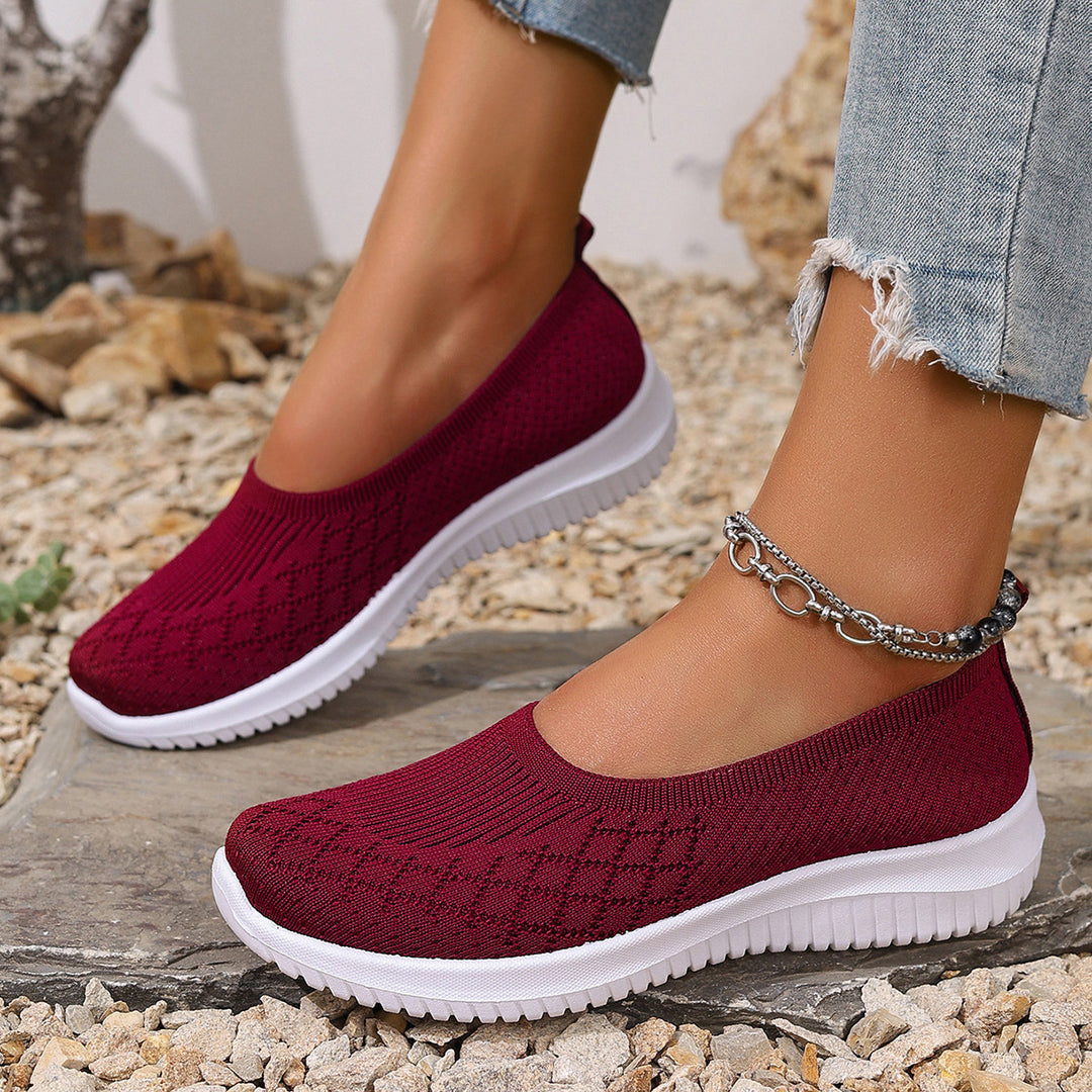 Damen Bequeme Strick-Sneaker mit elastischem Einstieg EB