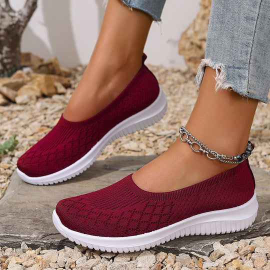 Damen Bequeme Strick-Sneaker mit elastischem Einstieg EB