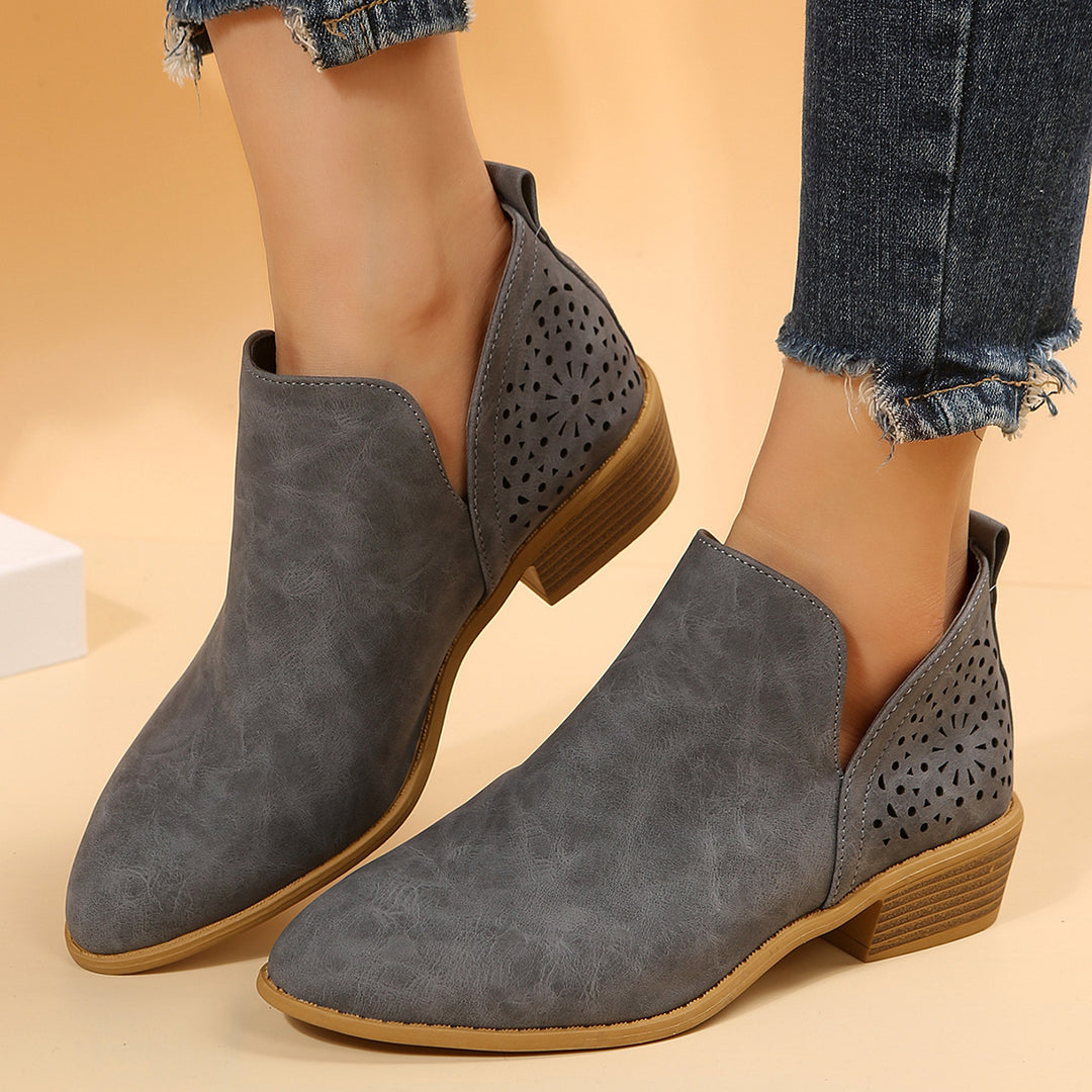 Damen Elegante Ankle Boots mit luftiger Lochmuster-Optik EB