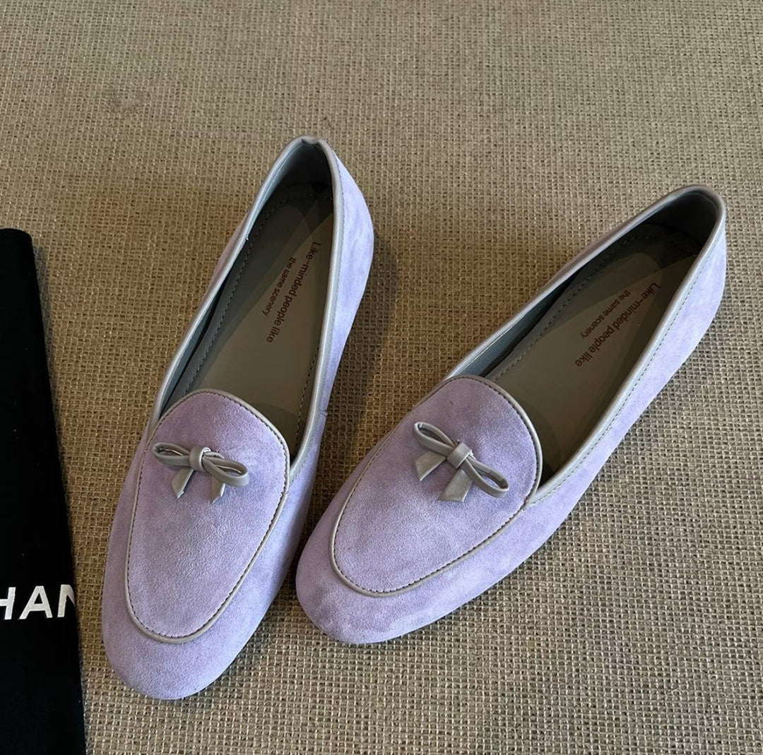 Damen Mokassins mit raffinierten Schleifenapplikationen und weichem Veloursleder EB