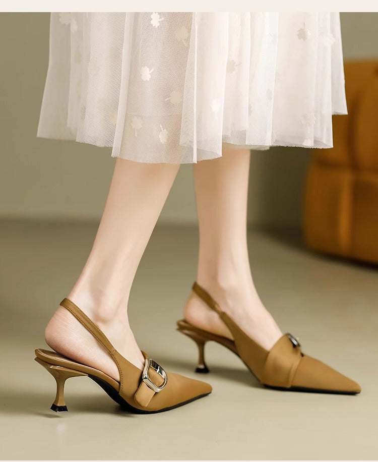 Damen Schlanke Slingback Pumps mit elegantem Riemen EB