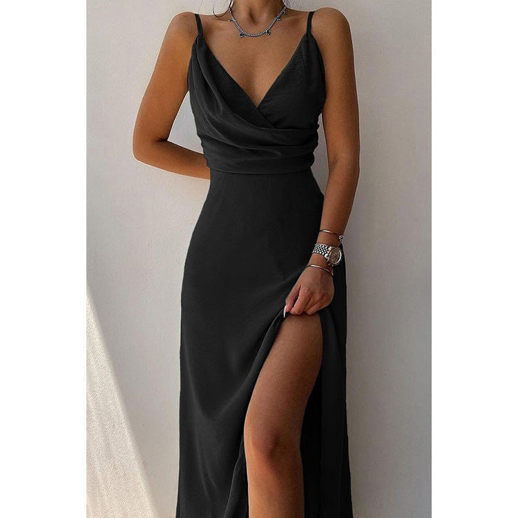 Damen Elegantes Maxikleid mit schickem Wickelausschnitt und verführerischem Schlitz EB