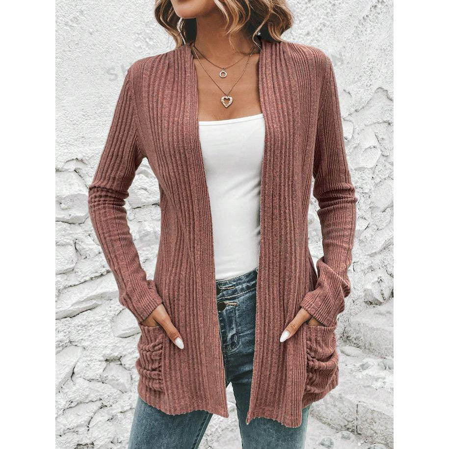 Damen Strickjacke mit wärmendem Rippenmuster und praktischen Taschen EB