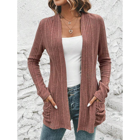 Damen Strickjacke mit wärmendem Rippenmuster und praktischen Taschen EB
