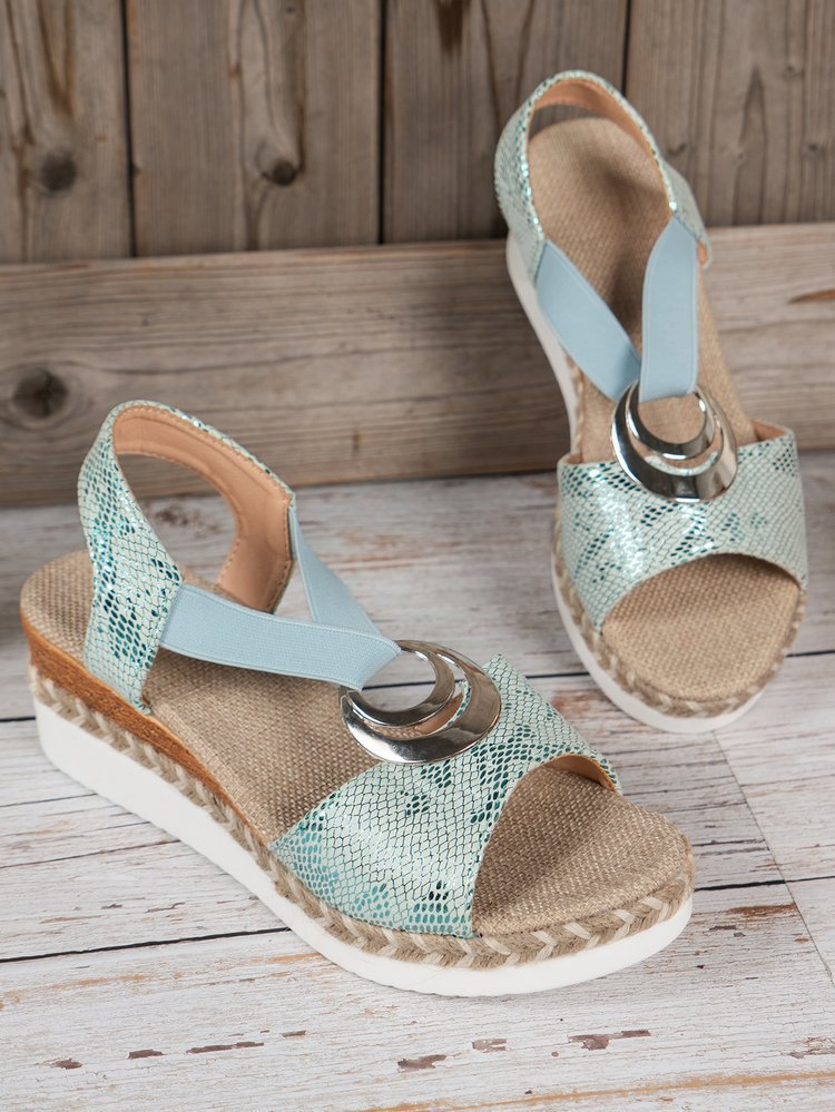Damen modische Riemchen-Sandalen mit glänzenden Akzenten EB