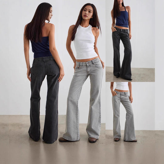 Damen Weite Schlagjeans mit hohem Bund