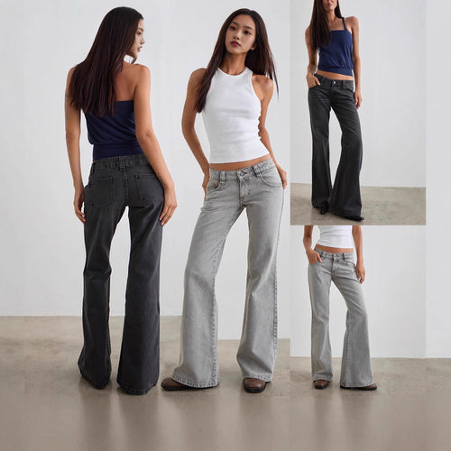 Damen Weite Schlagjeans mit hohem Bund