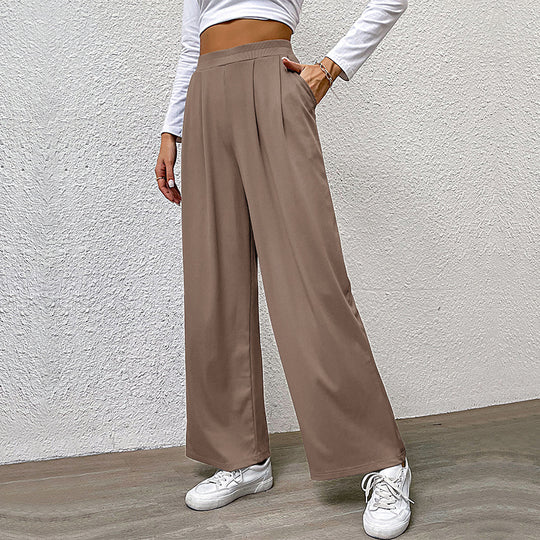 Damen Weite High‑Waist Stoffhose mit Bundfalten und Palazzo‑Silhouette EB