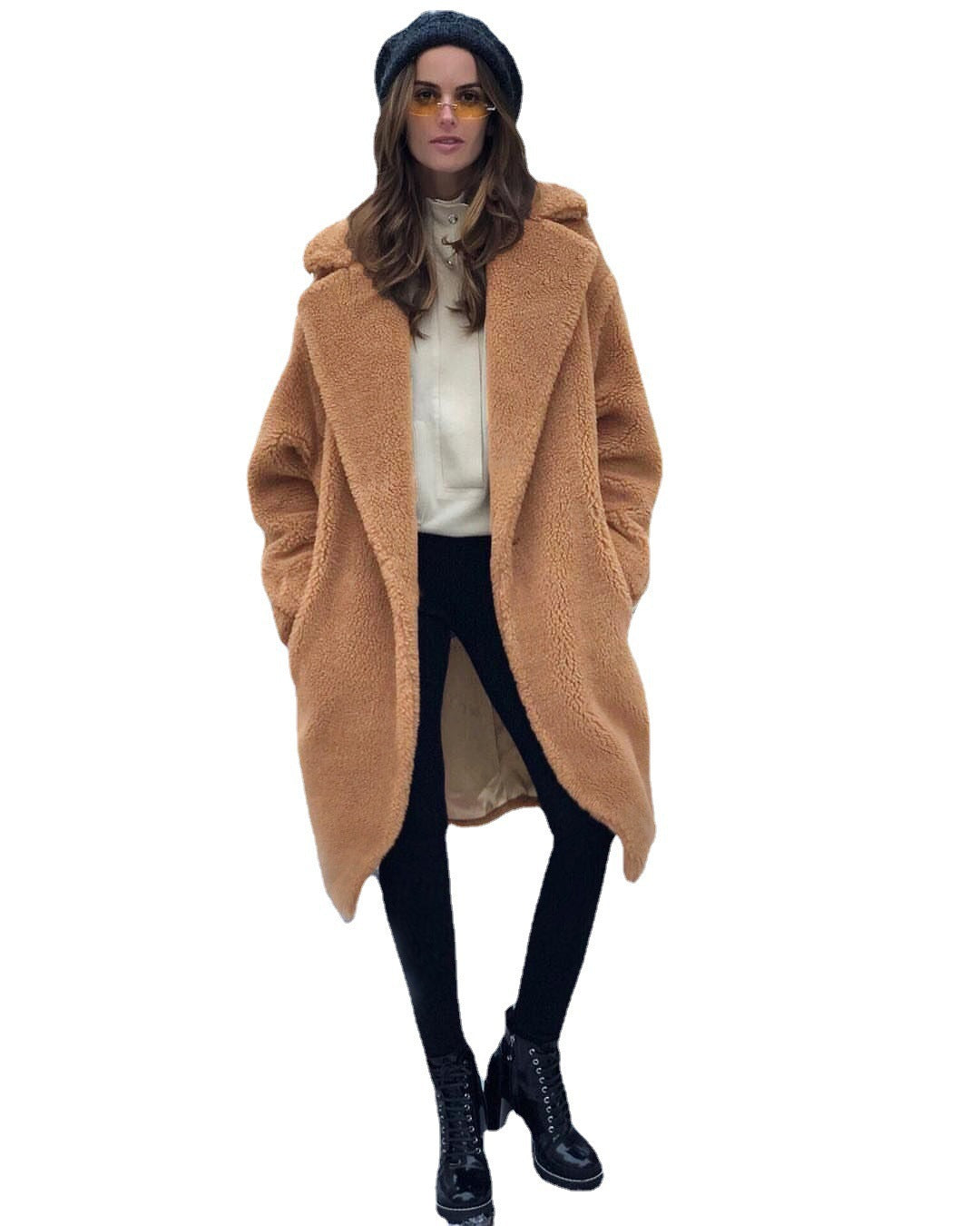 Damen Kuscheliger Oversized-Mantel aus Teddyfleece EB