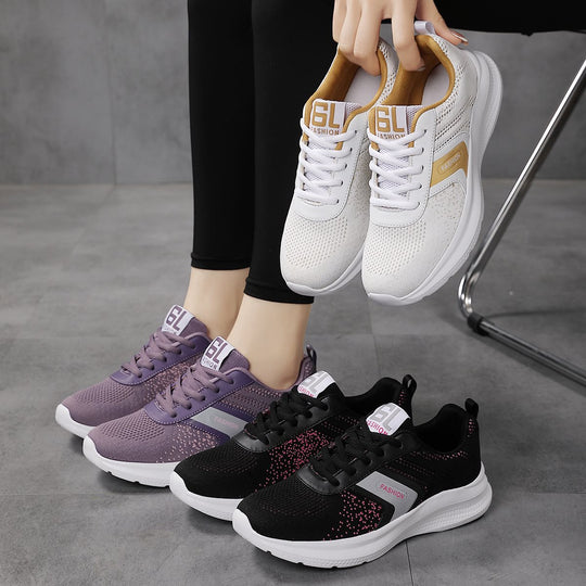 Damen Sneaker mit atmungsaktivem Obermaterial und rutschfester Sohle EB