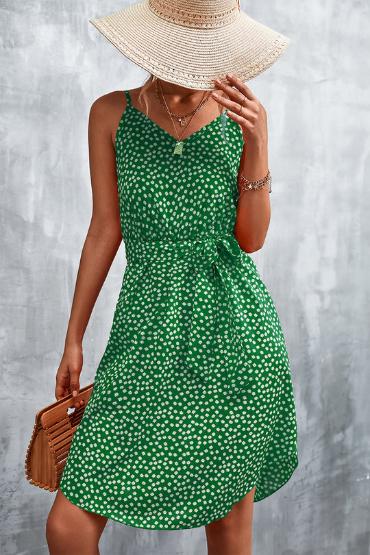 Damen Sommerliches Blusenkleid mit floralem Muster und knopfbarem Taillengürtel EB