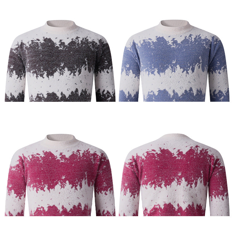 Damen kreativer Strickpullover mit hohem Kragen und einzigartigem Muster EB