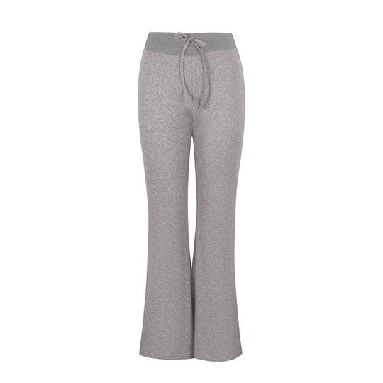 Damen Flared Loungehose mit hohem Bund und elastischem Kordelzug EB